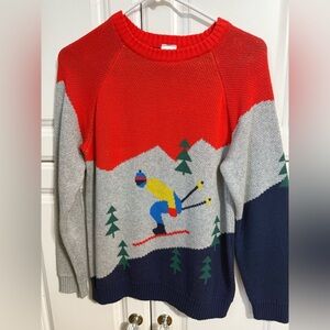 Hanna Andersson Red and Gray Ski Motif Sweater